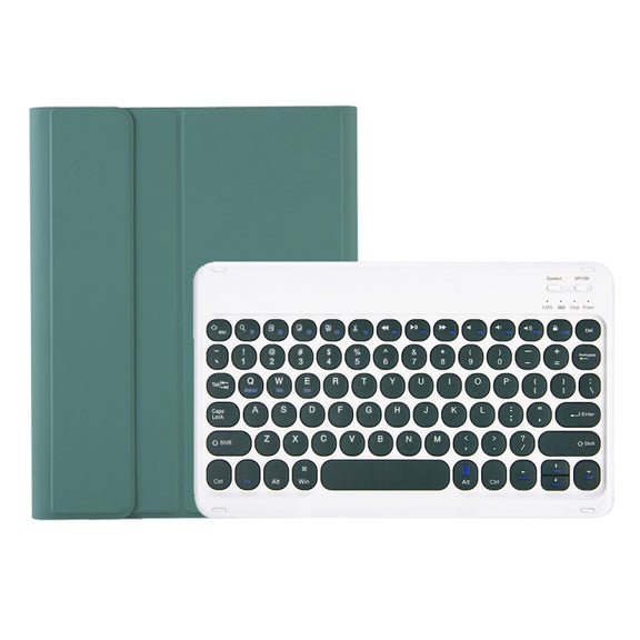 YT11B Detachable Candy Color Skin Feel Texture Round Keycap Bluetooth Keyboard Leather Case For iPad Pro 11 inch 2020 & 2018(Dark Green)