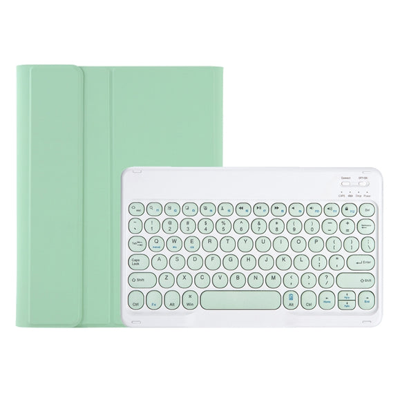 YT07B Detachable Candy Color Skin Feel Texture Round Keycap Bluetooth Keyboard Leather Case For iPad 9.7 inch 2018 & 2017 / Pro 9.7 inch / Air 2 / Air(Light Green)