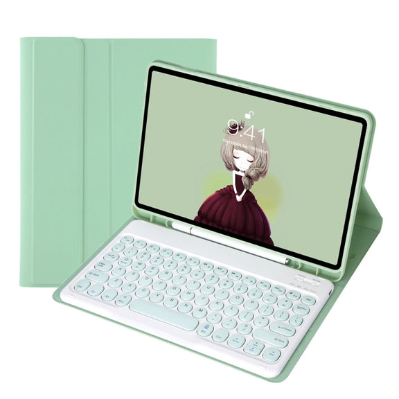 YT07B Detachable Candy Color Skin Feel Texture Round Keycap Bluetooth Keyboard Leather Case For iPad 9.7 inch 2018 & 2017 / Pro 9.7 inch / Air 2 / Air(Light Green)