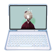 YT07B Detachable Candy Color Skin Feel Texture Round Keycap Bluetooth Keyboard Leather Case For iPad 9.7 inch 2018 & 2017 / Pro 9.7 inch / Air 2 / Air(White Ice)