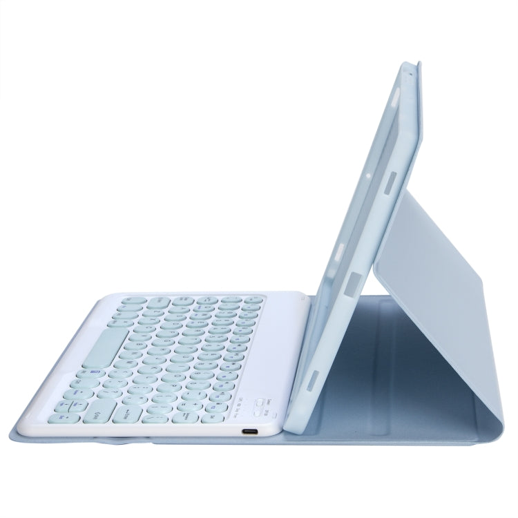 YT07B Detachable Candy Color Skin Feel Texture Round Keycap Bluetooth Keyboard Leather Case For iPad 9.7 inch 2018 & 2017 / Pro 9.7 inch / Air 2 / Air(White Ice)