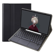 YA098B-A Detachable Lambskin Texture Round Keycap Bluetooth Keyboard Leather Tablet Case with Touch Control & Pen Slot & Stand For iPad Air 5 / 4 10.9 inch 2020 / Pro 11 inch 2020 / 2018(Black)