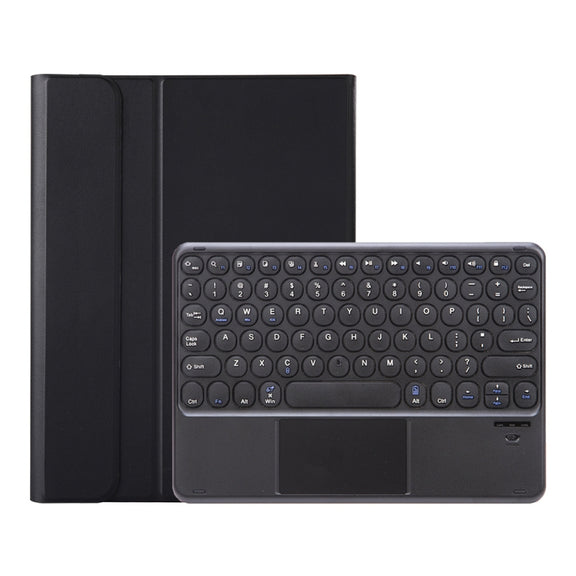 YA098B-A Detachable Lambskin Texture Round Keycap Bluetooth Keyboard Leather Tablet Case with Touch Control & Pen Slot & Stand For iPad Air 5 / 4 10.9 inch 2020 / Pro 11 inch 2020 / 2018(Black)