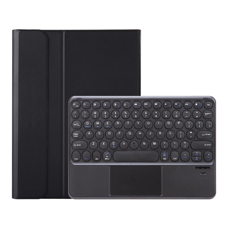 YA098B-A Detachable Lambskin Texture Round Keycap Bluetooth Keyboard Leather Tablet Case with Touch Control & Pen Slot & Stand For iPad Air 5 / 4 10.9 inch 2020 / Pro 11 inch 2020 / 2018(Black)