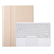 YA098B-A Detachable Lambskin Texture Round Keycap Bluetooth Keyboard Leather Tablet Case with Touch Control & Pen Slot & Stand For iPad Air 5 / 4 10.9 inch 2020 / Pro 11 inch 2020 / 2018(Gold)