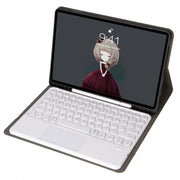YA098B-A Detachable Lambskin Texture Round Keycap Bluetooth Keyboard Leather Tablet Case with Touch Control & Pen Slot & Stand For iPad Air 5 / 4 10.9 inch 2020 / Pro 11 inch 2020 / 2018(Gold)