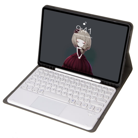 YA098B-A Detachable Lambskin Texture Round Keycap Bluetooth Keyboard Leather Tablet Case with Touch Control & Pen Slot & Stand For iPad Air 5 / 4 10.9 inch 2020 / Pro 11 inch 2020 / 2018(Gold)