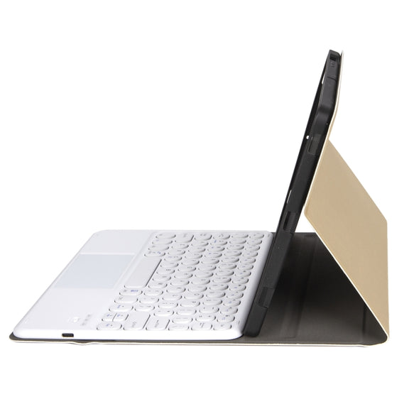 YA098B-A Detachable Lambskin Texture Round Keycap Bluetooth Keyboard Leather Tablet Case with Touch Control & Pen Slot & Stand For iPad Air 5 / 4 10.9 inch 2020 / Pro 11 inch 2020 / 2018(Gold)