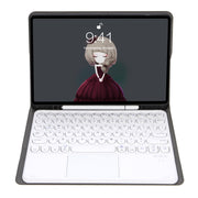 YA102B-A Detachable Lambskin Texture Round Keycap Bluetooth Keyboard Leather Tablet Case with Touch Control & Pen Slot & Stand For iPad 10.2 (2020) & (2019) / Air 3 10.5 inch / Pro 10.5 inch(Rose Gold)