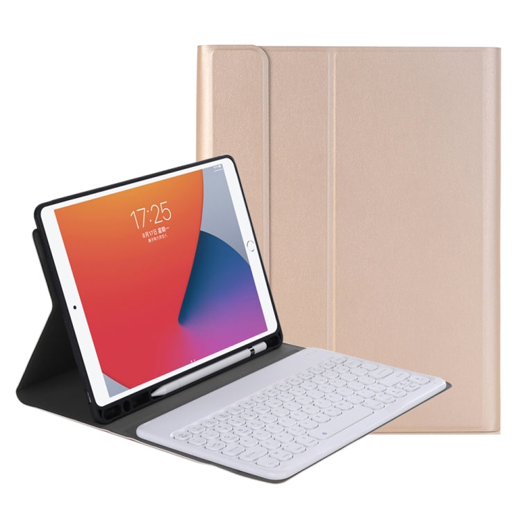 YA098B Detachable Lambskin Texture Round Keycap Bluetooth Keyboard Leather Tablet Case with Pen Slot & Stand For iPad Air 4 10.9 inch (2020) / Pro 11 inch (2020) & (2018)(Gold) - Universal by PMC TechLife | Online Shopping South Africa | PMC TechLife
