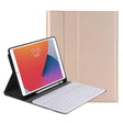 YA098B Detachable Lambskin Texture Round Keycap Bluetooth Keyboard Leather Tablet Case with Pen Slot & Stand For iPad Air 4 10.9 inch (2020) / Pro 11 inch (2020) & (2018)(Gold) - Universal by PMC TechLife | Online Shopping South Africa | PMC TechLife