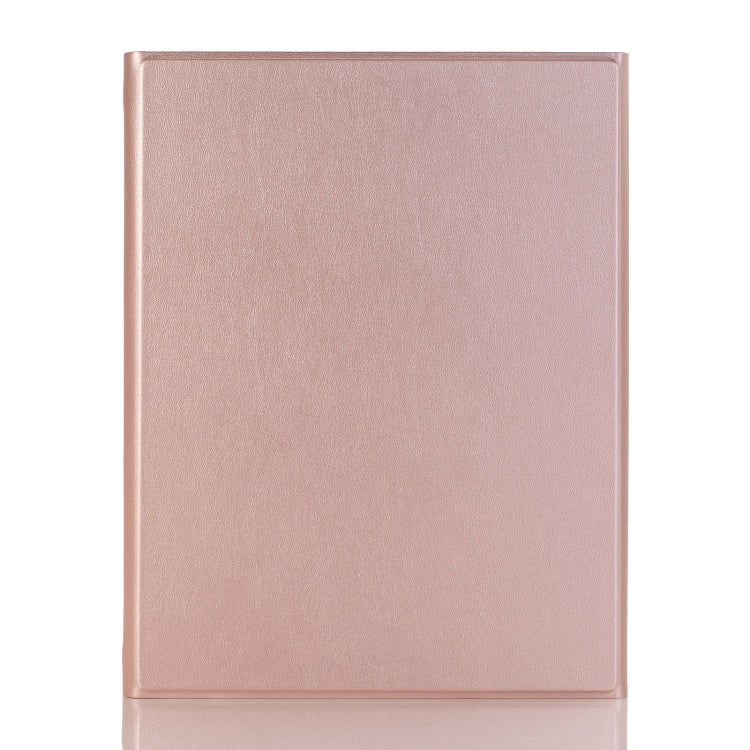 YA098B Detachable Lambskin Texture Round Keycap Bluetooth Keyboard Leather Tablet Case with Pen Slot & Stand For iPad Air 5 / 4 10.9 inch 2020 / Pro 11 inch 2020 / 2018(Rose Gold)