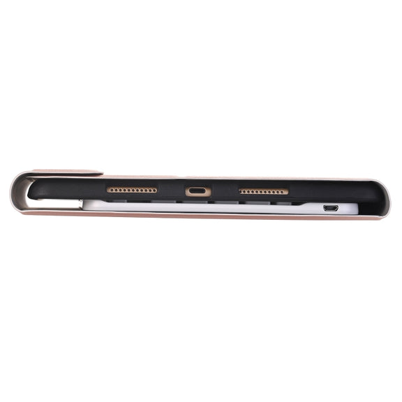 YA098B Detachable Lambskin Texture Round Keycap Bluetooth Keyboard Leather Tablet Case with Pen Slot & Stand For iPad Air 5 / 4 10.9 inch 2020 / Pro 11 inch 2020 / 2018(Rose Gold)