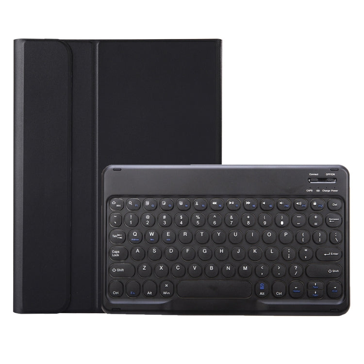 YA102B Detachable Lambskin Texture Round Keycap Bluetooth Keyboard Leather Tablet Case with Pen Slot & Stand For iPad 10.2 (2020) & (2019) / Air 3 10.5 inch / Pro 10.5 inch(Black)