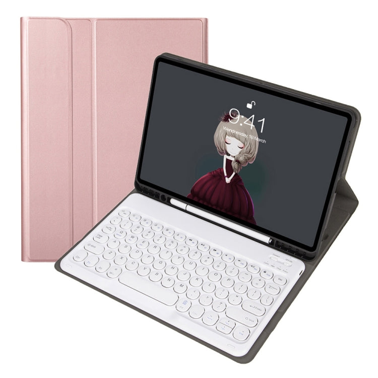 YA102B Detachable Lambskin Texture Round Keycap Bluetooth Keyboard Leather Tablet Case with Pen Slot & Stand For iPad 10.2 (2020) & (2019) / Air 3 10.5 inch / Pro 10.5 inch(Rose Gold) - Universal by PMC TechLife | Online Shopping South Africa | PMC TechLife
