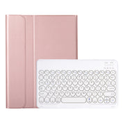 YA102B Detachable Lambskin Texture Round Keycap Bluetooth Keyboard Leather Tablet Case with Pen Slot & Stand For iPad 10.2 (2020) & (2019) / Air 3 10.5 inch / Pro 10.5 inch(Rose Gold)