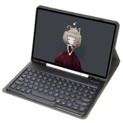 YA07B Detachable Lambskin Texture Round Keycap Bluetooth Keyboard Leather Tablet Case with Pen Slot & Stand For iPad 9.7 inch (2018) & (2017) / Pro 9.7 inch / Air 2 /Air(Dark Blue)