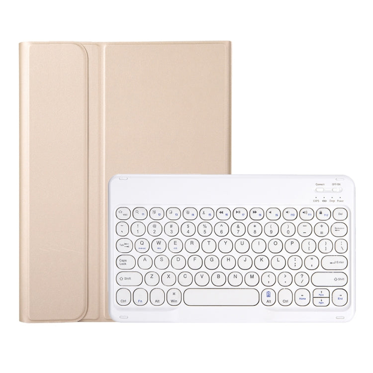 YA610B Detachable Lambskin Texture Round Keycap Bluetooth Keyboard Leather Tablet Case with Pen Slot & Stand For Samsung Galaxy Tab S6 Lite 10.4 P610 & P615 (2020)(Gold)