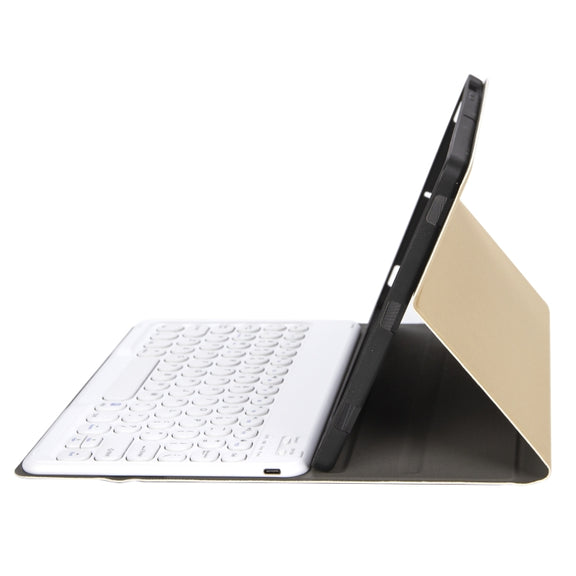 YA610B Detachable Lambskin Texture Round Keycap Bluetooth Keyboard Leather Tablet Case with Pen Slot & Stand For Samsung Galaxy Tab S6 Lite 10.4 P610 & P615 (2020)(Gold)