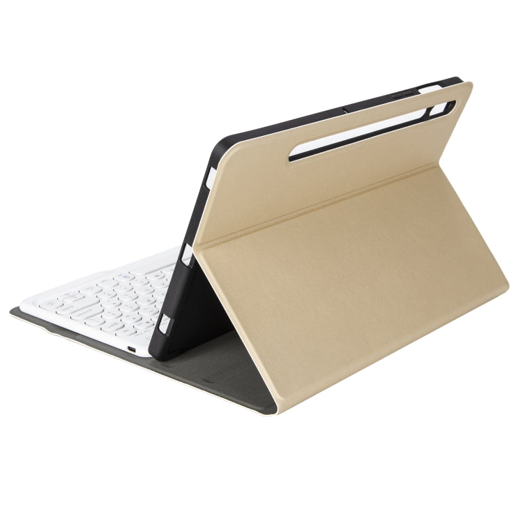 YA610B Detachable Lambskin Texture Round Keycap Bluetooth Keyboard Leather Tablet Case with Pen Slot & Stand For Samsung Galaxy Tab S6 Lite 10.4 P610 & P615 (2020)(Gold)