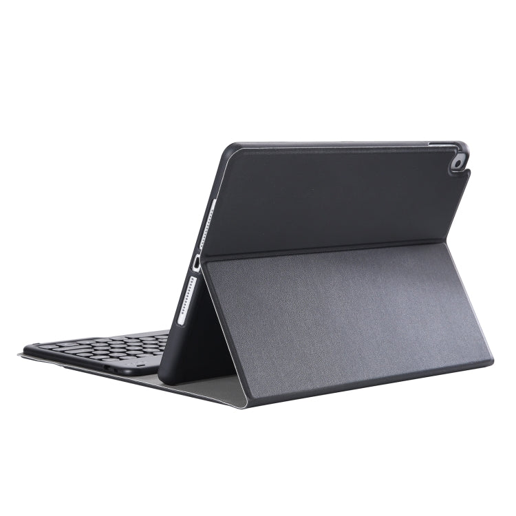 YA870B Detachable Lambskin Texture Round Keycap Bluetooth Keyboard Leather Tablet Case with Pen Slot & Stand For Samsung Galaxy Tab S7 T870 / T875 11 inch 2020(Black)