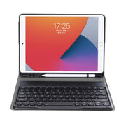YA870B Detachable Lambskin Texture Round Keycap Bluetooth Keyboard Leather Tablet Case with Pen Slot & Stand For Samsung Galaxy Tab S7 T870 / T875 11 inch 2020(Black)