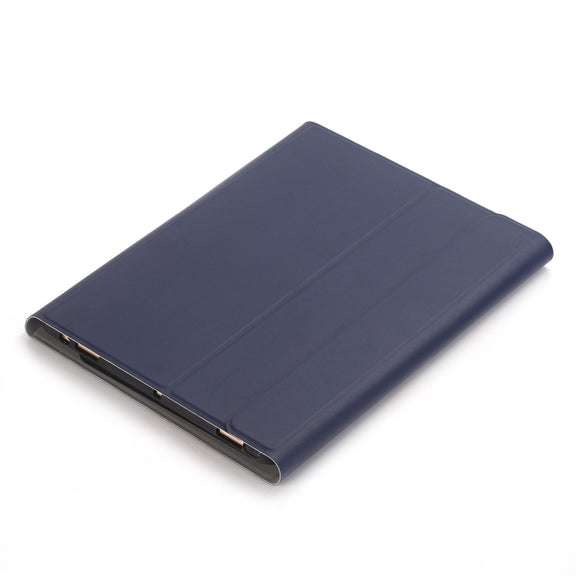 YA870B Detachable Lambskin Texture Round Keycap Bluetooth Keyboard Leather Tablet Case with Pen Slot & Stand For Samsung Galaxy Tab S7 T870 / T875 11 inch 2020(Dark Blue)