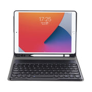 YA870B Detachable Lambskin Texture Round Keycap Bluetooth Keyboard Leather Tablet Case with Pen Slot & Stand For Samsung Galaxy Tab S7 T870 / T875 11 inch 2020(Dark Blue)