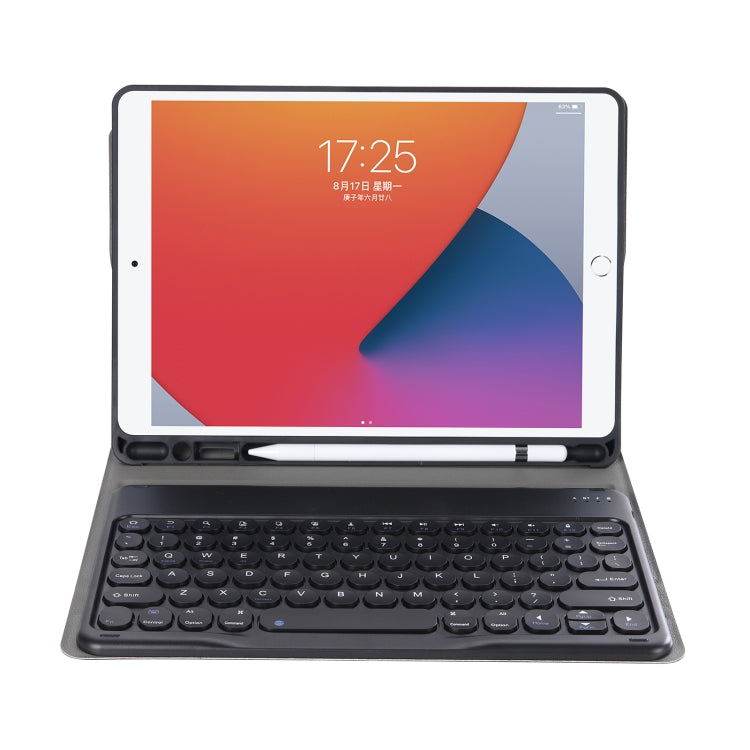 YA870B Detachable Lambskin Texture Round Keycap Bluetooth Keyboard Leather Tablet Case with Pen Slot & Stand For Samsung Galaxy Tab S7 T870 / T875 11 inch 2020(Dark Blue)