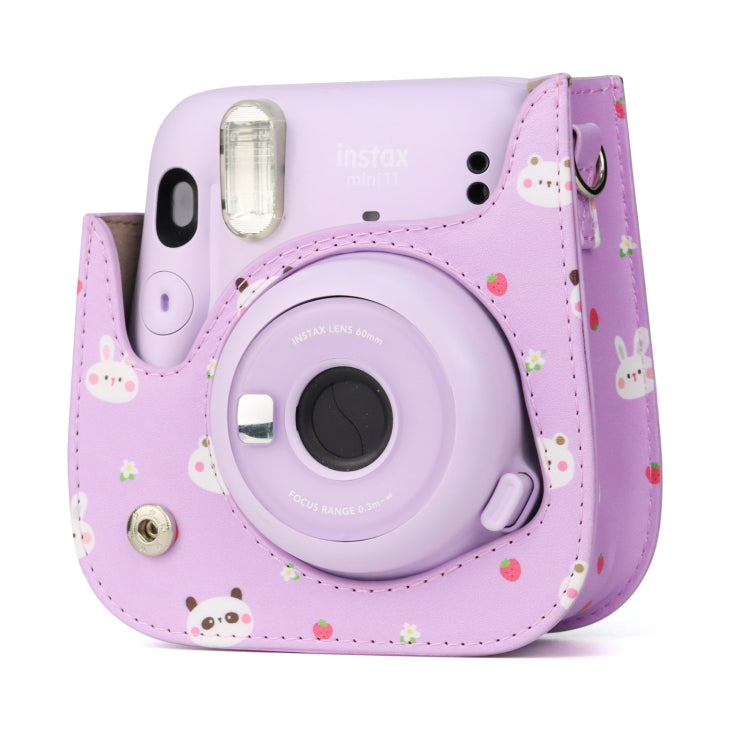 Painted Series Camera Bag with Shoulder Strap for Fujifilm Instax mini 11(Fruit Animal)