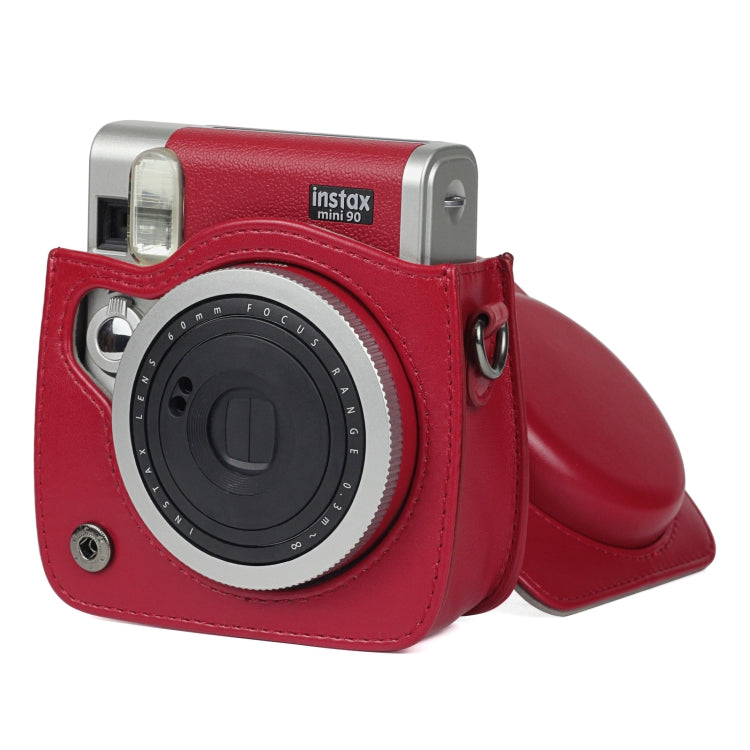 Solid Color PU Camera Bag with Shoulder Strap for Fujifilm Instax mini 90(Red) - free shipping - PMC TechLife - Order now!