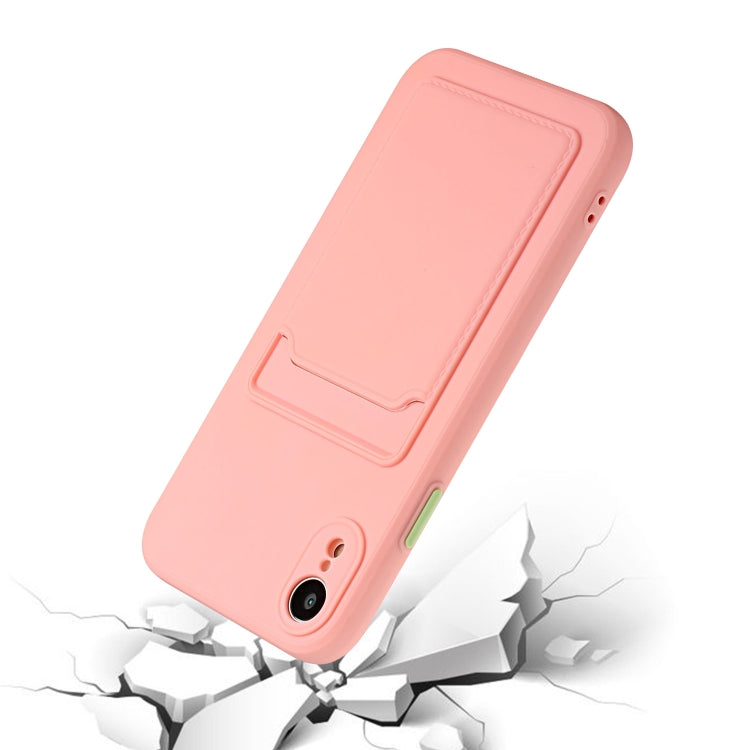 For iPhone XR Card Slot Design Shockproof TPU Protective Case(Pink) - More iPhone Cases by PMC TechLife | Online Shopping South Africa | PMC TechLife