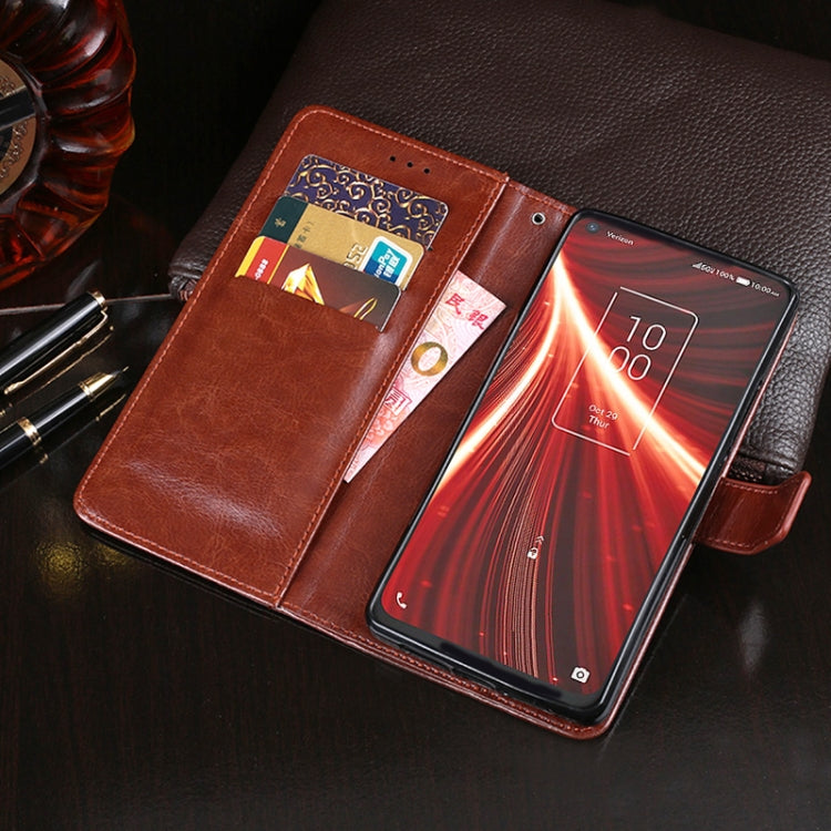 For TCL 10 5G UW idewei Crazy Horse Texture Horizontal Flip Leather Case with Holder & Card Slots & Wallet(Black)