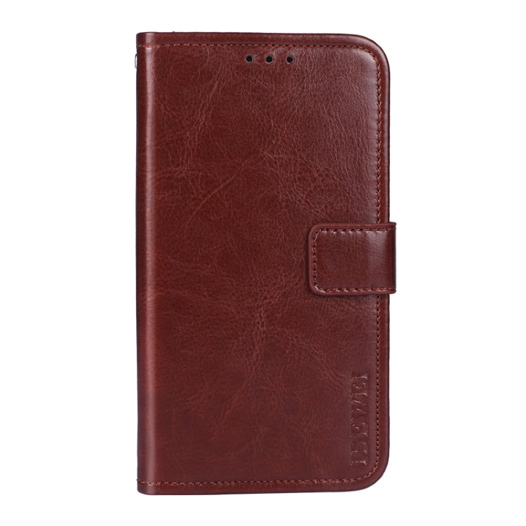 For TCL 10 5G UW idewei Crazy Horse Texture Horizontal Flip Leather Case with Holder & Card Slots & Wallet(Brown)