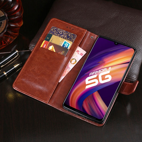 For Ulefone Armor 11 5G idewei Crazy Horse Texture Horizontal Flip Leather Case with Holder & Card Slots & Wallet(Rose Red)