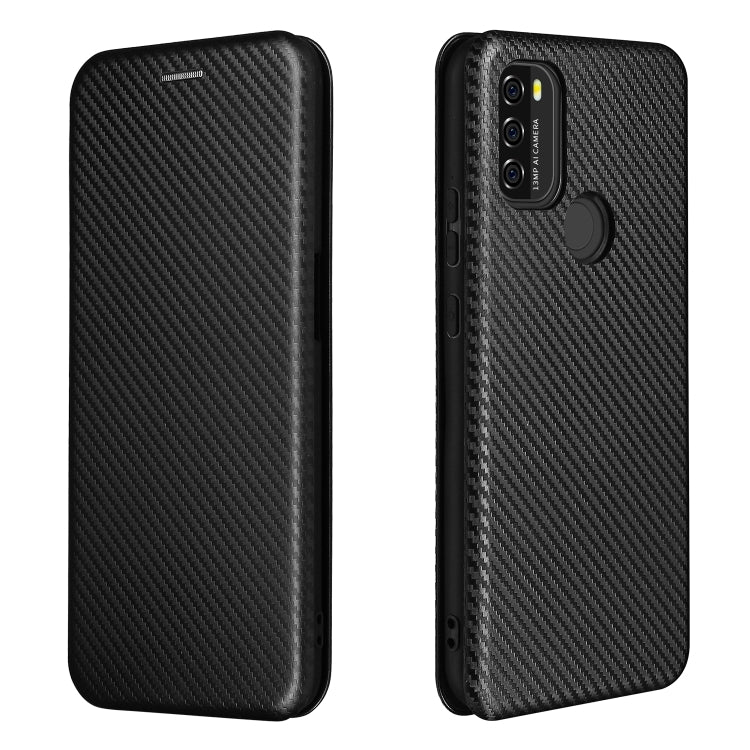 For Blackview A70 (2021) Carbon Fiber Texture Horizontal Flip TPU + PC + PU Leather Case with Card Slot(Black)