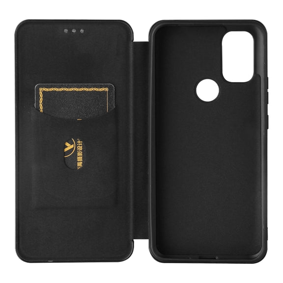 For Blackview A70 (2021) Carbon Fiber Texture Horizontal Flip TPU + PC + PU Leather Case with Card Slot(Black)