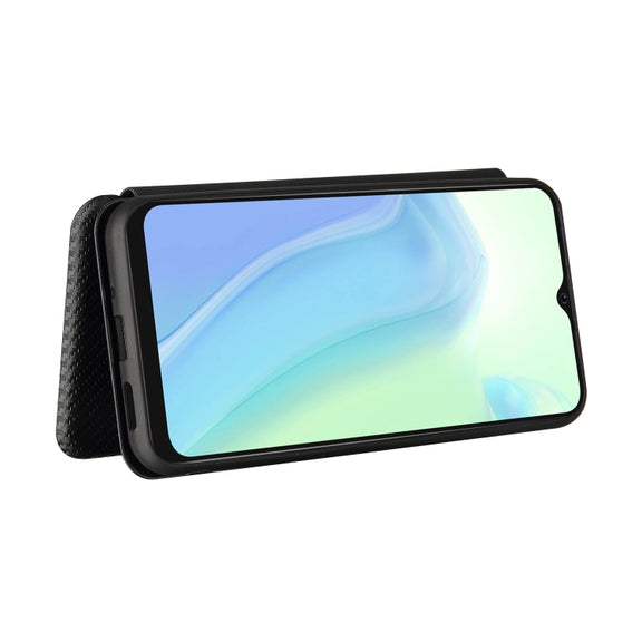 For Blackview A70 (2021) Carbon Fiber Texture Horizontal Flip TPU + PC + PU Leather Case with Card Slot(Black)