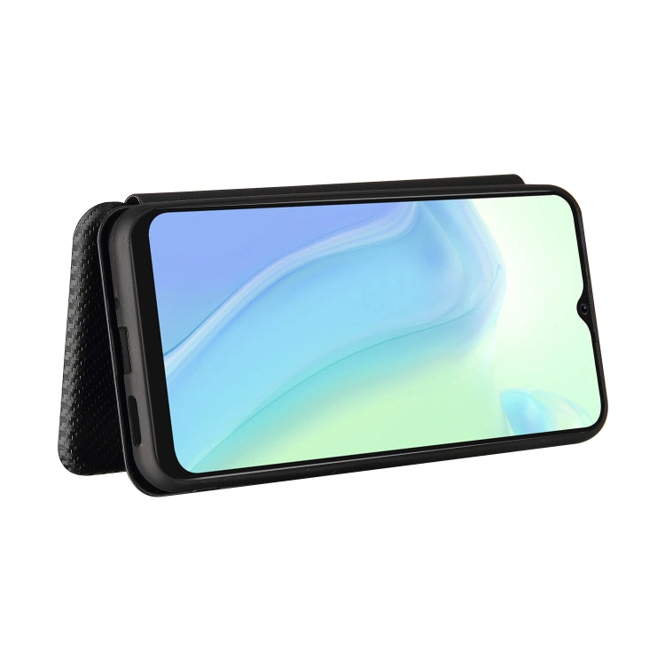 For Blackview A70 (2021) Carbon Fiber Texture Horizontal Flip TPU + PC + PU Leather Case with Card Slot(Black)