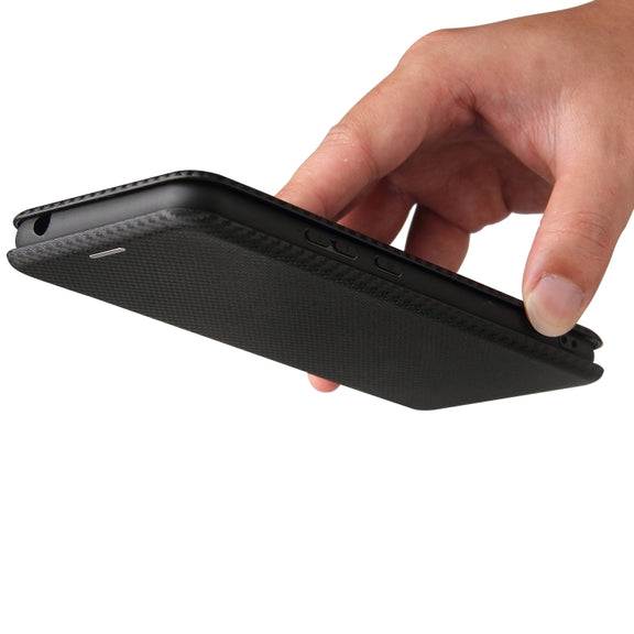For Blackview A70 (2021) Carbon Fiber Texture Horizontal Flip TPU + PC + PU Leather Case with Card Slot(Black)