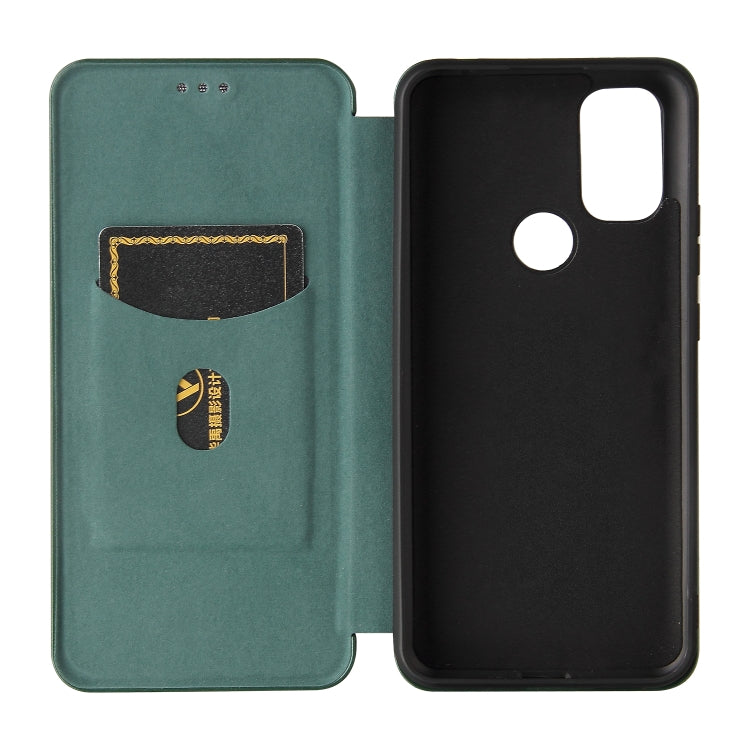 For Blackview A70 (2021) Carbon Fiber Texture Horizontal Flip TPU + PC + PU Leather Case with Card Slot(Green)