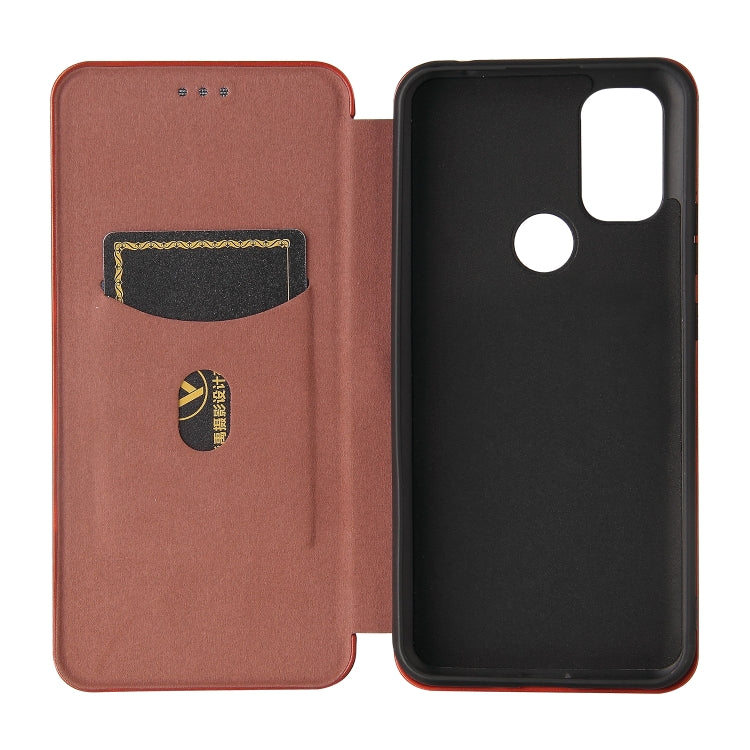 For Blackview A70 (2021) Carbon Fiber Texture Horizontal Flip TPU + PC + PU Leather Case with Card Slot(Brown) - More Brand by PMC TechLife | Online Shopping South Africa | PMC TechLife