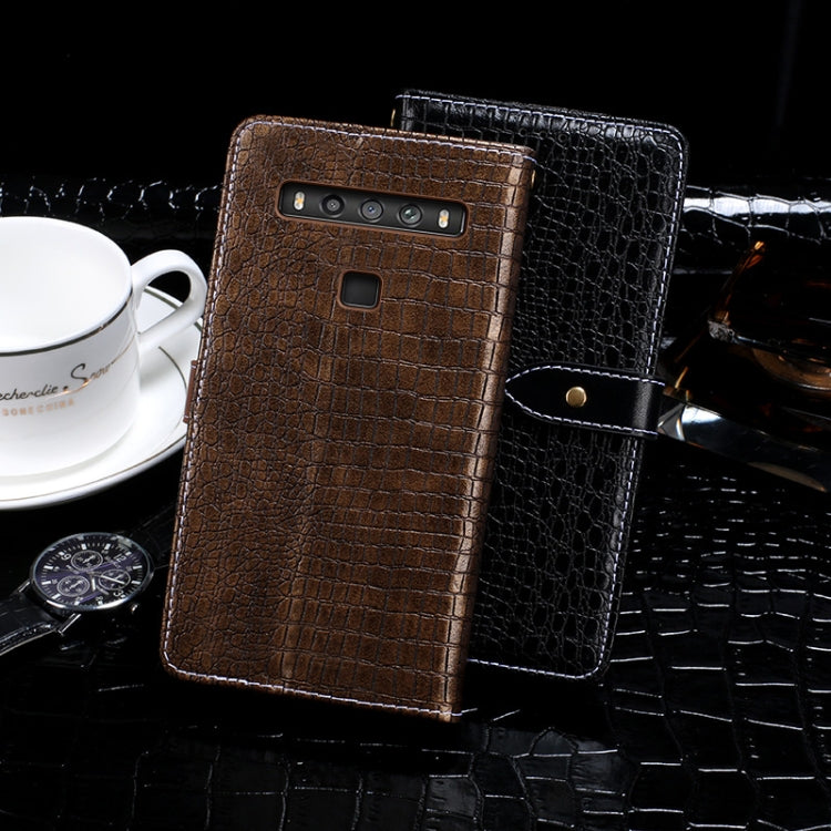 For TCL 10 5G UW idewei Crocodile Texture Horizontal Flip Leather Case with Holder & Card Slots & Wallet(Dark Blue)