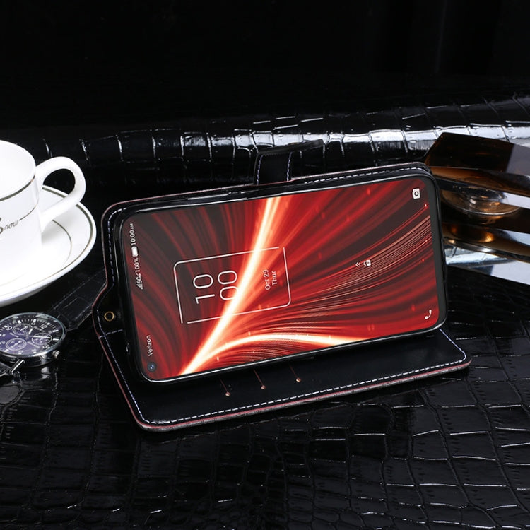 For TCL 10 5G UW idewei Crocodile Texture Horizontal Flip Leather Case with Holder & Card Slots & Wallet(Dark Blue)