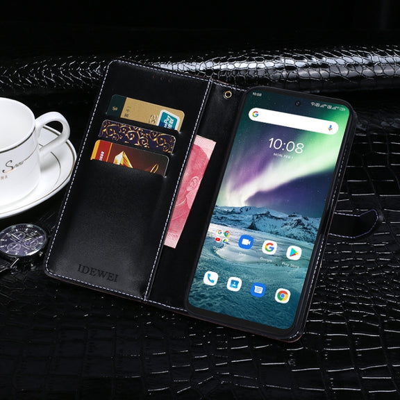 For UMIDIGI Bison GT idewei Crocodile Texture Horizontal Flip Leather Case with Holder & Card Slots & Wallet(Dark Blue)