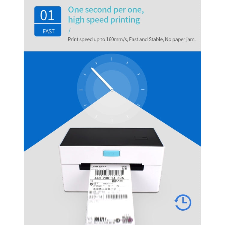 POS-9220 100x150mm Thermal Express Bill Self-adhesive Label Printer, USB with Holder Version, UK Plug