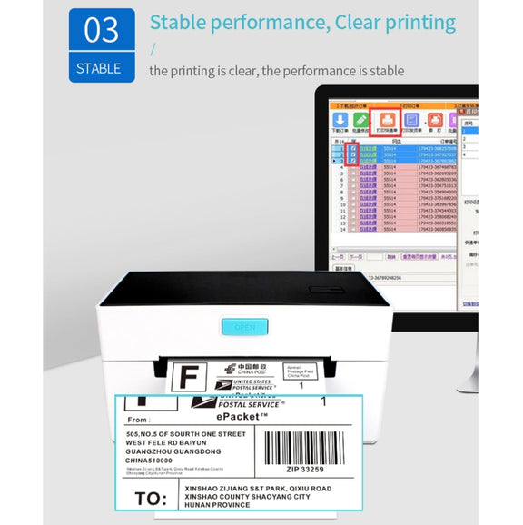POS-9220 100x150mm Thermal Express Bill Self-adhesive Label Printer, USB with Holder Version, UK Plug