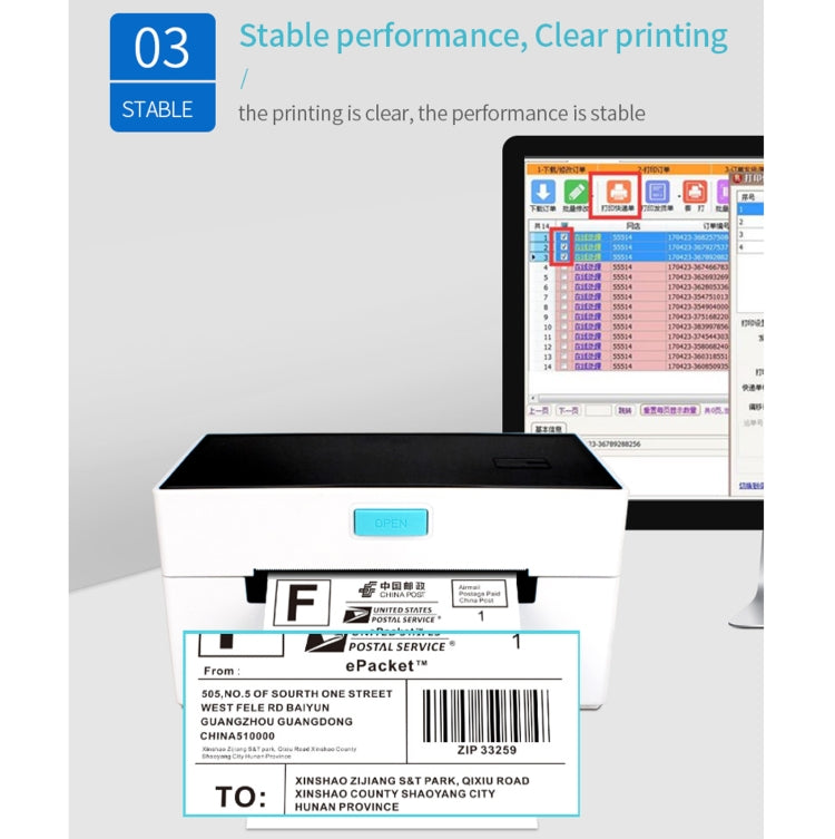 POS-9220 100x150mm Thermal Express Bill Self-adhesive Label Printer, USB + Bluetooth with Holder Version, UK Plug