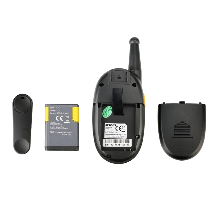 1 Pair RETEVIS RT-35 0.5W US Frequency 462.550-467.7125MHz 22CHS Children Handheld Walkie Talkie(Black) - free shipping - PMC Jewellery - Order now!