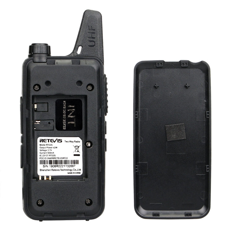 1 Pair RETEVIS RT22S US Frequency 22CHS FRS License-free Two Way Radio Handheld Walkie Talkie, US Plug(Black) - free shipping - PMC Jewellery - Order now!